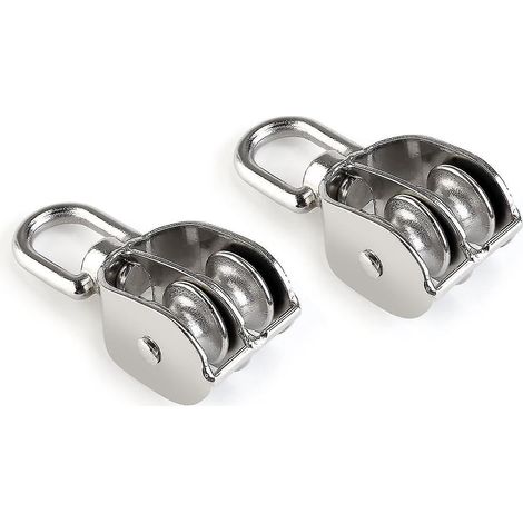 Poulie double pivotante (2 pièces) en acier inoxydable 304 (20 mm) (1/5)