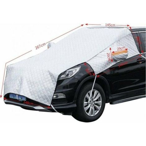 Couverture Pare-Brise Voiture Hiver Bâche Pare Brise Protection Repliable Protege Pare Brise Universelle pour Voiture An Étiquette (1/5)