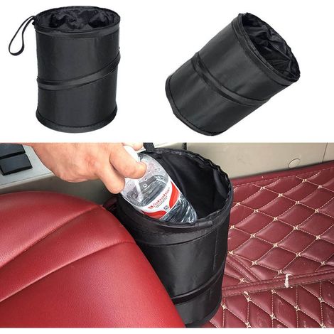 Lot de 2 poubelles pliables noires pour voiture, sac à déchets étanche, sac isotherme, poubelle, conteneur à déchets pour voiture et maison (1/5)