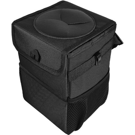 Poubelle de voiture avec couvercle et poches latérales de rangement, sac de rangement pliable et étanche, accessoire de voiture/fourgonnette, poubelle de rangement pour voiture/SUV (1/5)