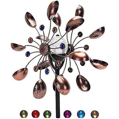 Solar Glass Sphères rotateur à vent avec éclairage LED multicolore (1/4)