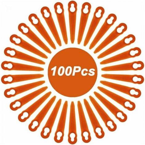 100 Pieces Plastic Replacement Blades for Brush Cutters, Cordless Lawn Mower Blades, Replacement Blades for Garden Lawn (L83 Orange) YMYNY (1/4)