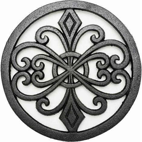 Heavy Duty en Fonte Dessous de Plat en métal, résistant à la Rouille Noir étagère Supports Supports pour casseroles Chaudes ou Théière (Round,21cm) (1/5)