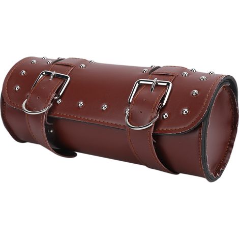 Sacoche de moto en cuir synthétique, grand espace, universelle, résistante, bagagerie de rangement brun, robuste et pratique (1/5)