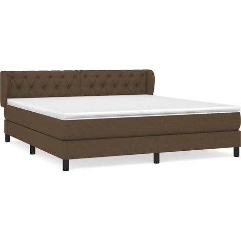 Maison Exclusive - Cama box spring con colchón tela marrón oscuro (1/5)