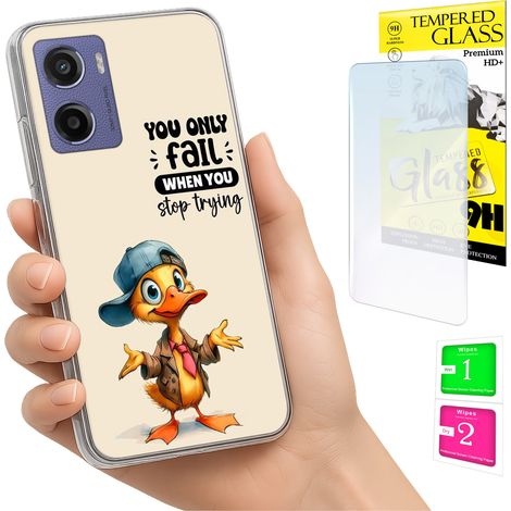Funda para Motorola Moto E15 / Moto G05 con foto y parte trasera de cristal de pato. (1/5)