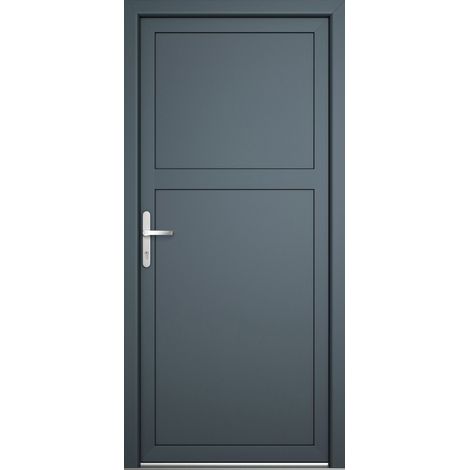 Porte de service 07, ouvrant vers l’extérieur, blanc/titane largeur: 80cm, hauteur: 205cm, sens d'ouverture: tirant gauche