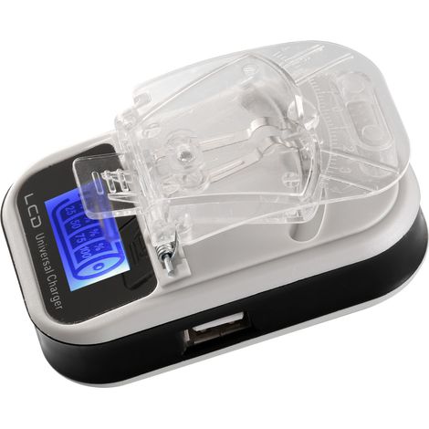Chargeur universel pour batteries, équipé d'une prise USB et d'un écran LCD ce chargeur universel est compatible avec tous les types de batteries (1/3)