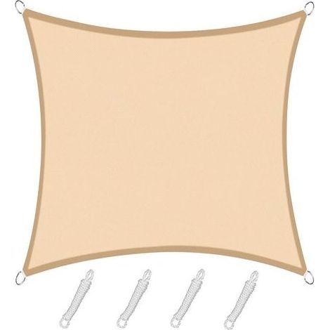 Voile d'ombrage Rectangulaire Carré 3x3m Color Sable,Toile Imperméable Une Protection des Rayons UV à 95%, pour en Plein air, Jardin & terrasse, Piscine (1/5)