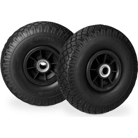 Lot de 2 roues de brouette increvables 26 x 8,5 cm confort de transport durable en caoutchouc noir (1/5)
