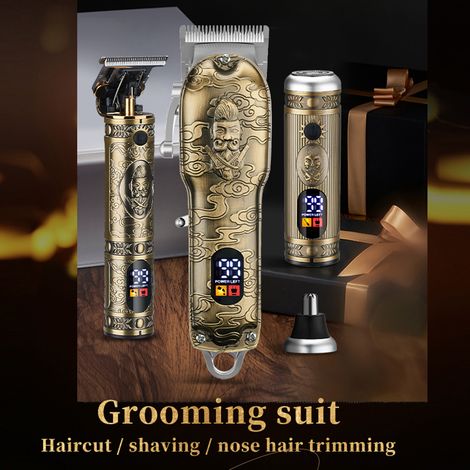Decdeal Bestauty Electric Hair Clippers Kit de toilettage à barbe LCD Affichage numérique Trimmer Nes Trimmer Razor USB Maison rechargeable DIY COUPE AVEC GUIDE BRUST (1/5)