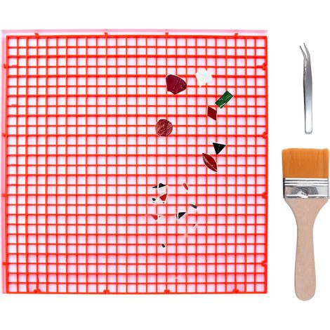 Tapis de découpe en verre avec plateau, 4 outils de marquage pour vitrail rouge adaptés pour la découpe de bricolage pour travaux manuels, comprend pinceau, pince, fournitures de surface de (1/5)