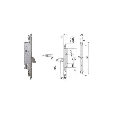 SERRATURA TRIPLICE INFILARE PER MONTANTI SOLO CATEN. 46800 (EX46300) - mm.25 (46800250)
