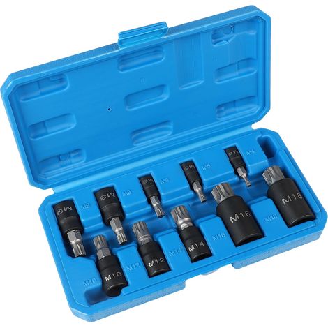 Douille Torx Male 1/2'', 1/4'', 3/8'', Embout Torx 12 Pans M4 M5 M6 M8 M10 M12 M14 M16 M18, Douille Allen avec Boîte (1/5)