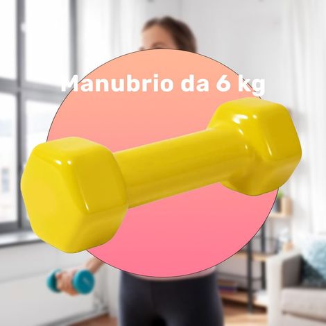 TRADE SHOP - Manubrio Singolo 6 Kg In Vinile Allenamento Esercizi Casa Palestra Workout Fit - (1/2)
