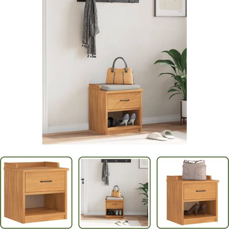 vidaXL Akazienholz Optik - Flurbank SANDNES 45x40x50 cm Massivholz Kiefer (1/5)