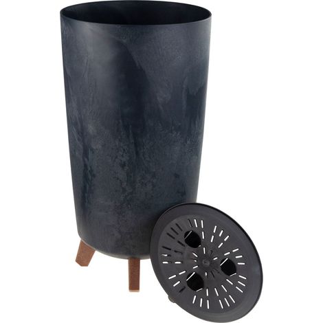 DGTL200E-S433 GRACIA POT DE FLEURS SLIM EFFET BÉTON COUVERCLE DE FLEURS PIEDS EFFET BÉTON (1/5)
