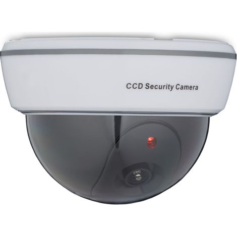 Relaxdays Cámara Seguridad Falsa, LED Intermitente, Exterior, Prevención de Robos, Videovigilancia Mentira, Blanco