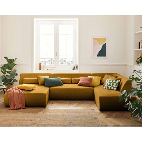 Onyx - 7-sitzer wohnlandschaft rechts - cord - gelb