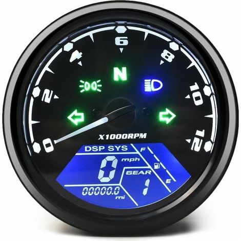 Compteur kilométrique de Moto Universel LCD Compteur de Vitesse numérique jauges de tachymètre avec veilleuse adaptée à la Moto 12V la Plus Populaire (1/4)