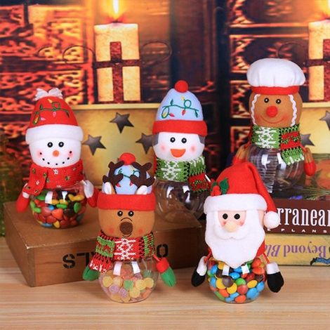 Lot de bonbons de Noël, pot transparent en plastique pour bonbons (modèle bonhomme en pain d'épice) (1/4)