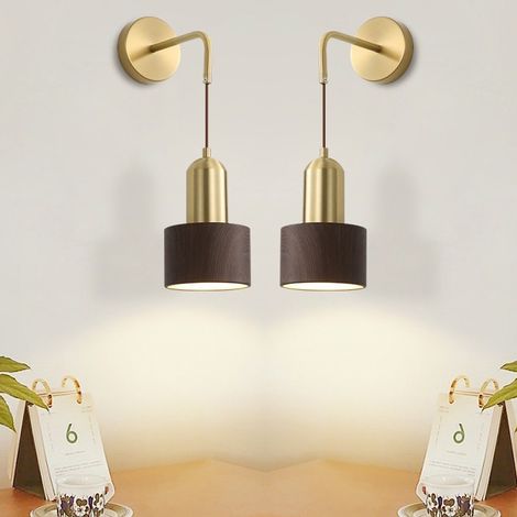 2er-Set moderne Wandleuchten – E27-Fassung, höhenverstellbar bis 150 cm – für Wohnzimmer, Flur und Küche – Kaltweißes Licht (6000 K) – Braun (1/5)