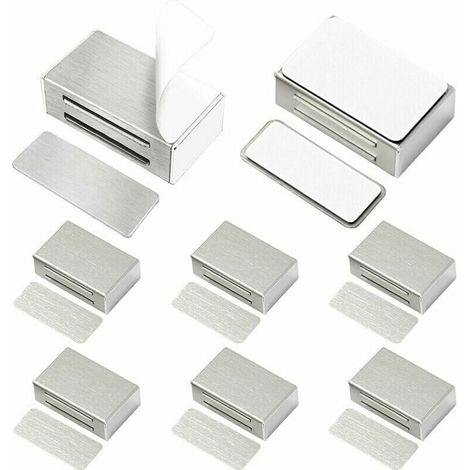 Aimant de Porte Placard Adhesif Lot de 8 Loquets Magnétiques de Porte Mise à Jour sans Vis sans Perçage pour Placard de Cuisine Aimant Fermeture Puissant pour Tiroir, Armoire, des Meubles, etc (1/5)