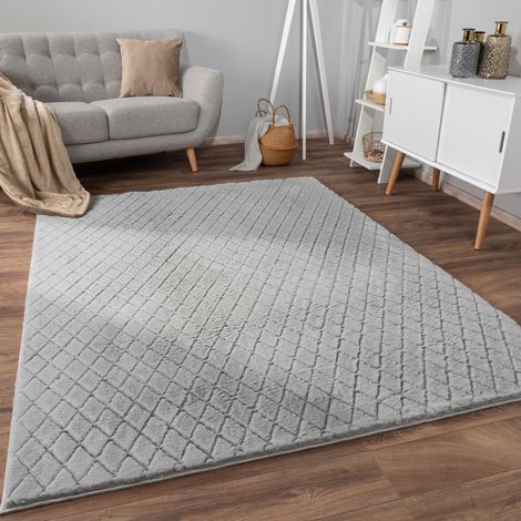 Paco Home Teppich Bubble Wohnzimmer Schlafzimmer Hochflor Fell Geometrisches Design 3D 200x280 cm, Grau 2