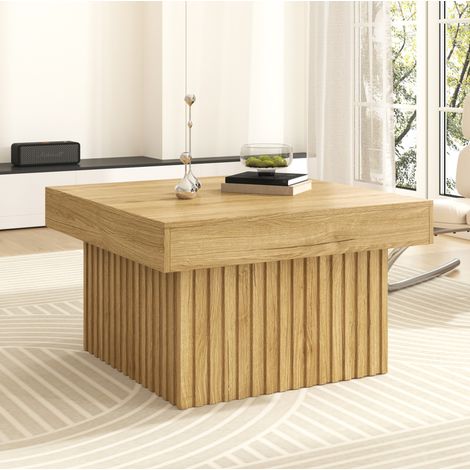 Kaffeetisch (79x79x46 cm), vielseitig, pflegeleicht, platzsparend, MDF und Spanplatte, Naturfarben (1/5)