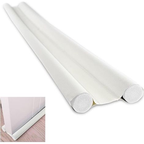 Paraspifferi a doppia guarnizione 96 cm,guarnizione per porta su misura,efficace contro spifferi,in schiuma di cotone bianca,1 pezzo (1/5)