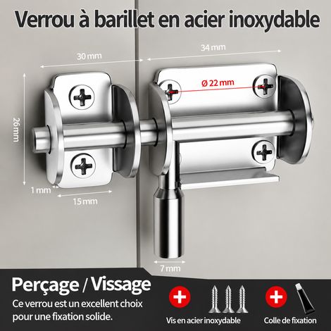 Verrou de porte à targette en acier inoxydable 304 sans perçage 304 réf 5316 200 g – Livraison gratuite