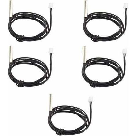 Packung mit 5 wasserdichten NTC 10K 1% 3950 Thermistor-Temperaturfühlern, 1m Verlängerungskabel, Temperaturdetektor, Messgerät für Auto-Klimaanlagen/Kühlschränke