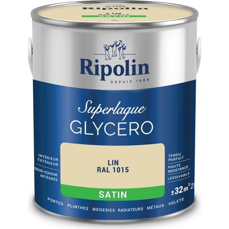 Ripolin – Laque glycéro lin satin RAL 1015 – 2 L – Forte lessivabilité – Application intérieure/extérieure – Résistance aux chocs