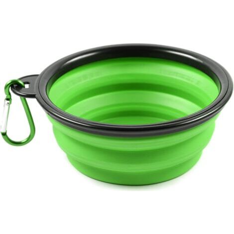 1 gamelle pliable en silicone TPE pour chiens et chats, gamelle portable pour l'extérieur, verte (1/4)