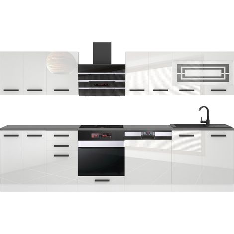 BELINI Cuisine Equipee Complete - 300 cm Lucy Muebles de Cuisine Complète Cuisine Complete sans Plan de Travail Rangement Cuisine Buffet Cuisine Blanc Très Brillant (1/3)