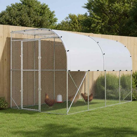 vidaXL Poulailler contre le mur Argenté 600 x 150 x 215 cm (1/5)