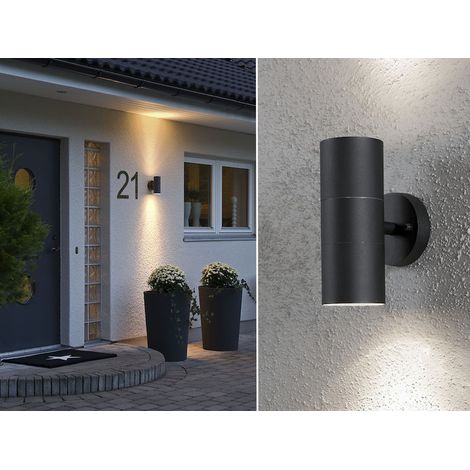 2er-Set Aluminium Up-Down Wandleuchte MODENA schwarz, GU10, Höhe 19,5 cm, IP44 (1/5)