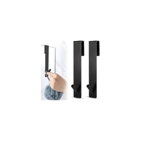 Lot de 2 porte-serviettes de douche en verre, crochet de porte à suspendre, crochet de porte, noir, 13.3 cm Crezuo (1/4)