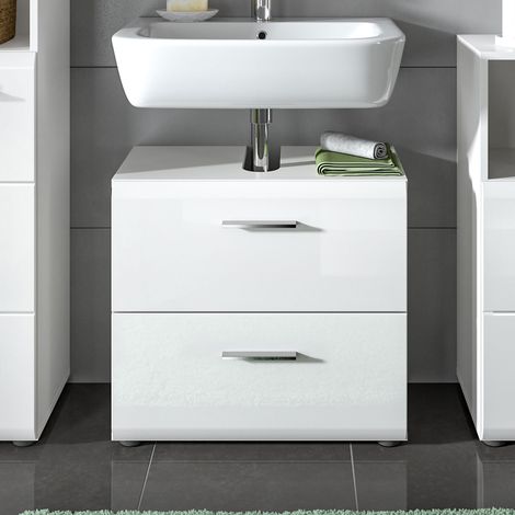 Meuble sous lavabo 2 tiroirs blanc brillant - ICEDY