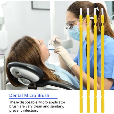 100 flexible, Einweg-Mikroapplikatorbürsten für die Zahnmedizin (gelb) (1/5)