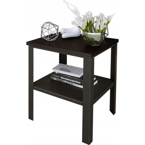 Loft-Wohnzimmer-Schraubtisch mit Ablage, 40x40x45 cm, Schwarz + MiniPearl-Tischplatte (1/4)