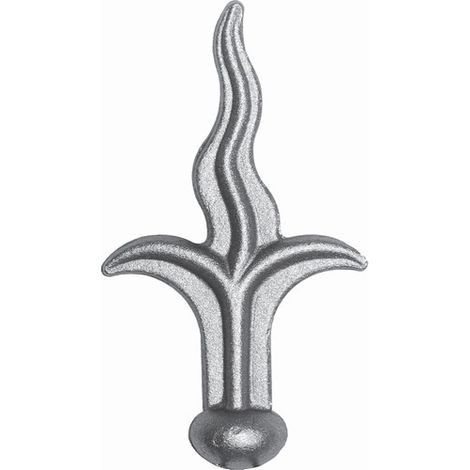 Pointe de lance flamme - Hauteur 125mm largeur 71mm base ronde pleine Ø20mm - Fer forgé - À souder - DECO FER FORGE