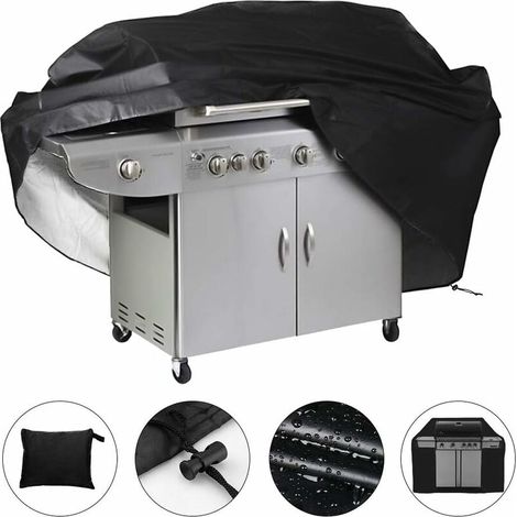 Housse de barbecue et plancha Bâche de protection étanche pour barbecue 145 x 61 x 117cm (Noir) (1/5)