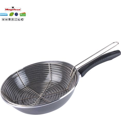 Magefesa PARMA Sartén Freidora Cestillo 26cm, Recubrimiento Esmaltado, Apta Lavavajillas, Apta Todas Cocinas Gris (1/5)