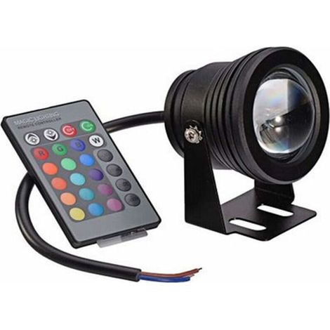 Source de lumière LED pour piscine avec télécommande, lumière sous-marine à changement de couleur pour aquarium (coque noire RVB) 10 W [Classe énergétique A] (1/4)