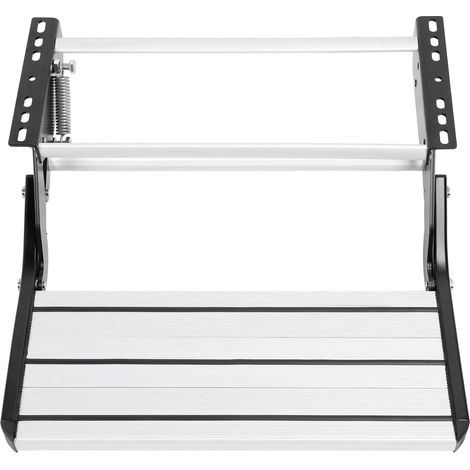 Marchepied de camping-car en alliage d'aluminium, supportant jusqu'à 200 kg, résistant aux intempéries, antidérapant et pliable manuellement, couleur argent. (1/5)
