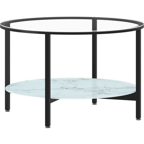Maison Exclusive - Tavolino da Salotto Nero e Marmo Bianco 70cm in Vetro Temperato