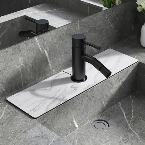 Diatomaceous earth faucet absorbent mat, bathroom faucet mat, splash-proof mat, moisture-proof and non-slip faucet mat - milky white - ductwork - 1460cm (no hole in the middle)