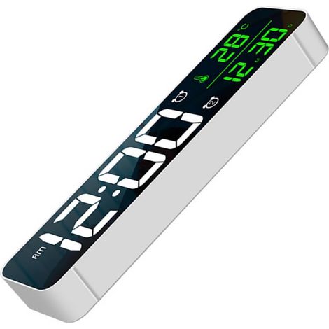 Horloge Numérique LED Murale Grand Écran, Affichage Date et Température, Musique Classique Intégrée, Luminosité Réglable en 5 Niveaux, Alimentation USB 5v/1a et Batterie Intégrée (1/5)