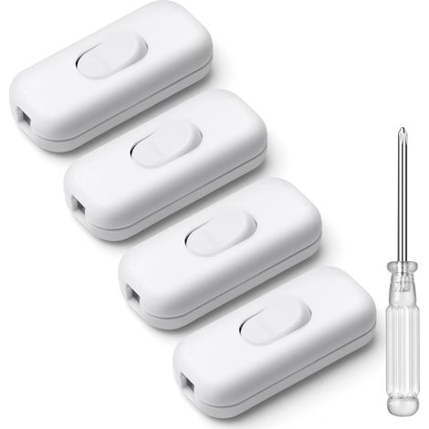 Interrupteur Bipolaire, 4 Pièces 250 V Legrand Interrupteur, Remplacement du commutateur en ligne, accepte un fil rond ou plat à 1-3 conducteurs pour Lampe, Petit appareil ou lampe, Blanc (1/5)
